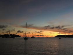 Sunset in Falmouth Harbour: time to put your anchor light on!